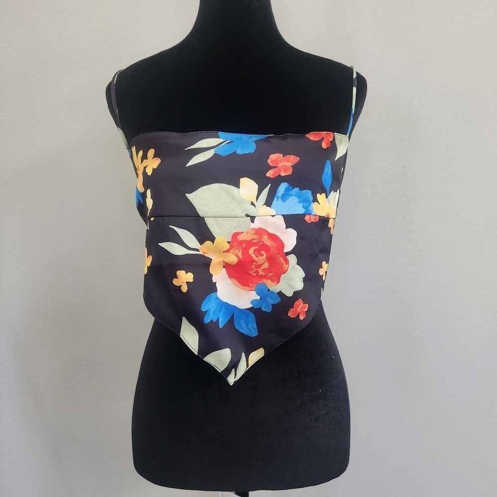Danielle Bernstein x WeWoreWhat Floral Silky Scarf Top Size Large - Picture 2 of 7